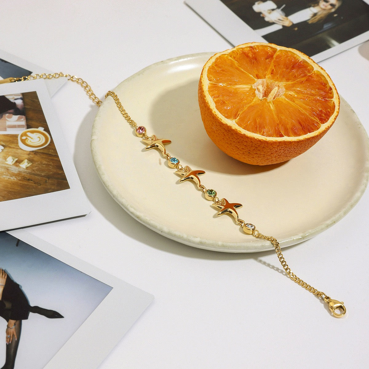 Dainty drop charm bracelet