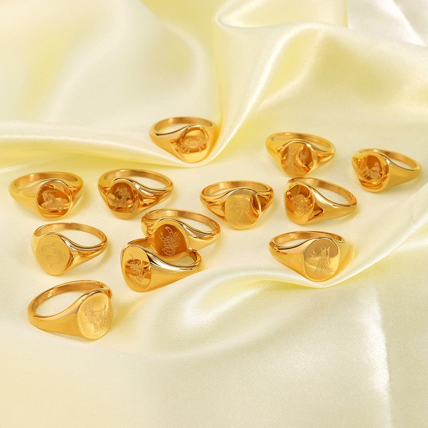 Zodiac star sign rings