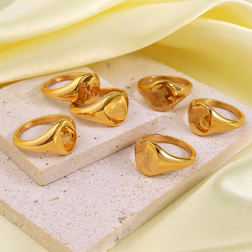 Zodiac star sign rings