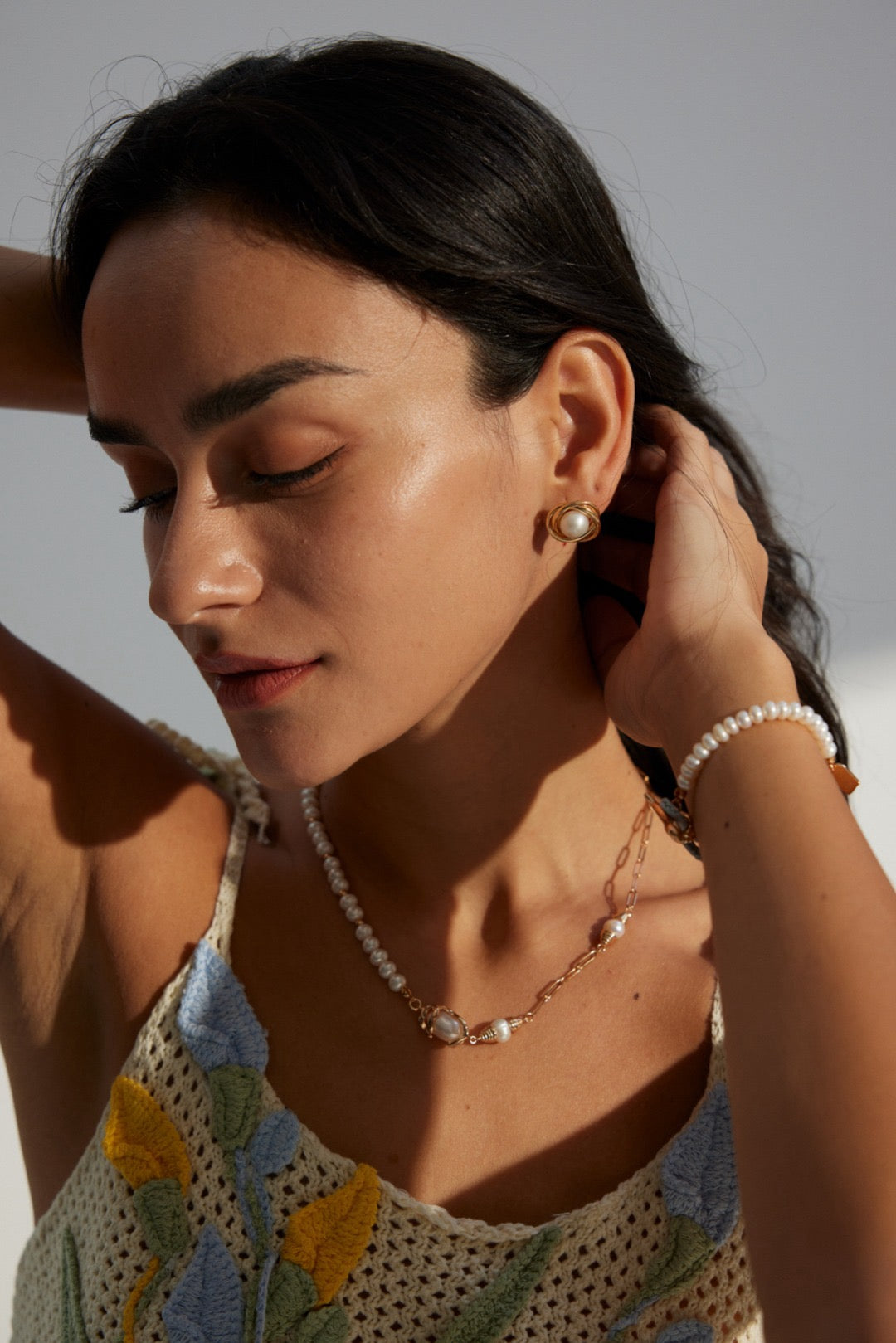 Palm beach Natural Pearl stud earrings