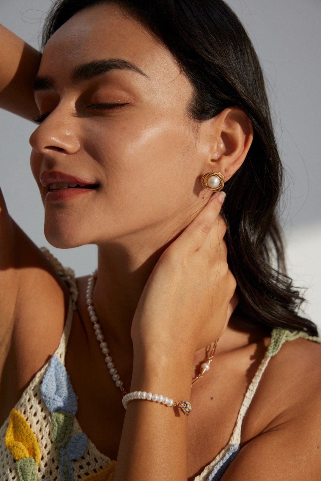 Palm beach Natural Pearl stud earrings