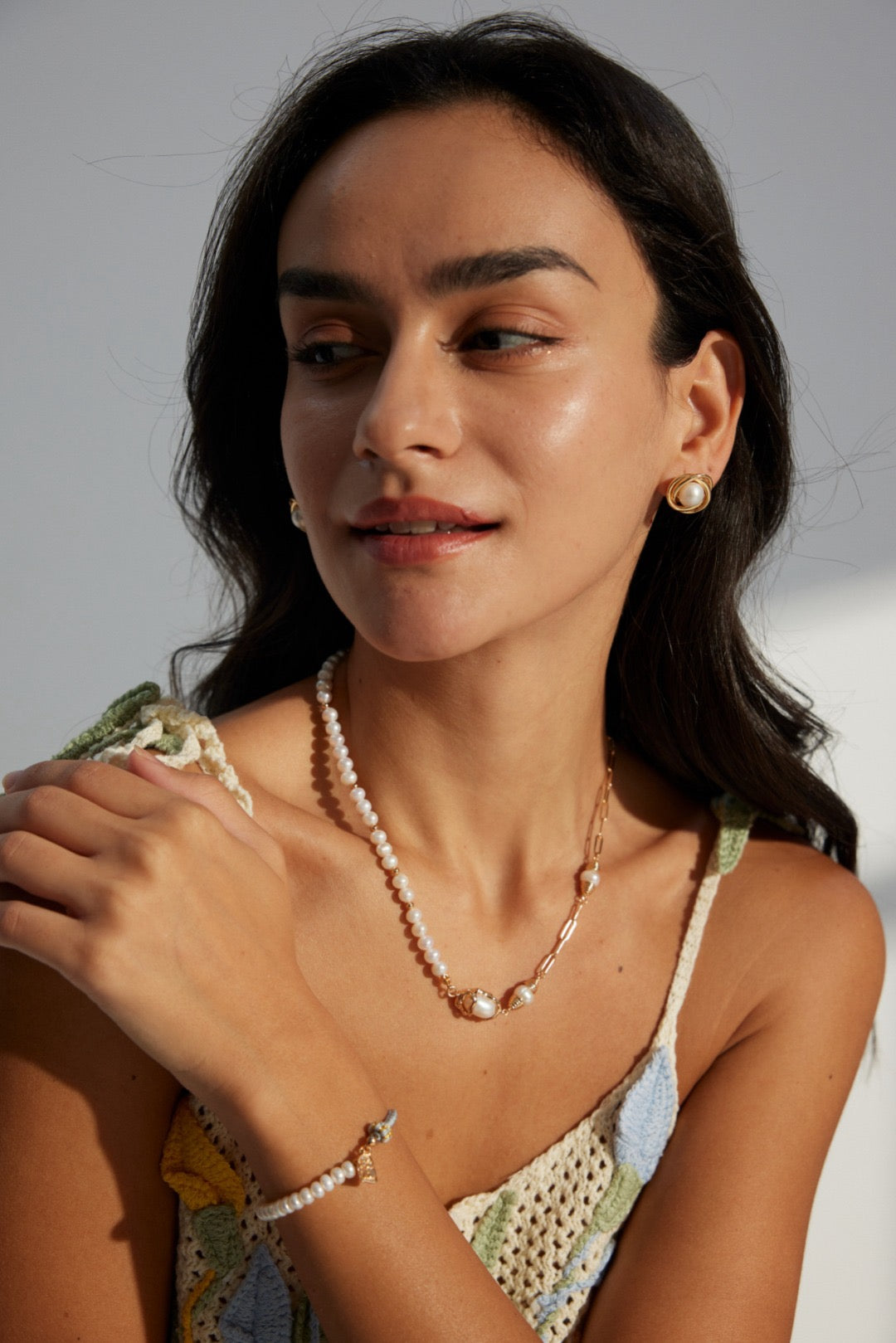 Palm beach Natural Pearl stud earrings