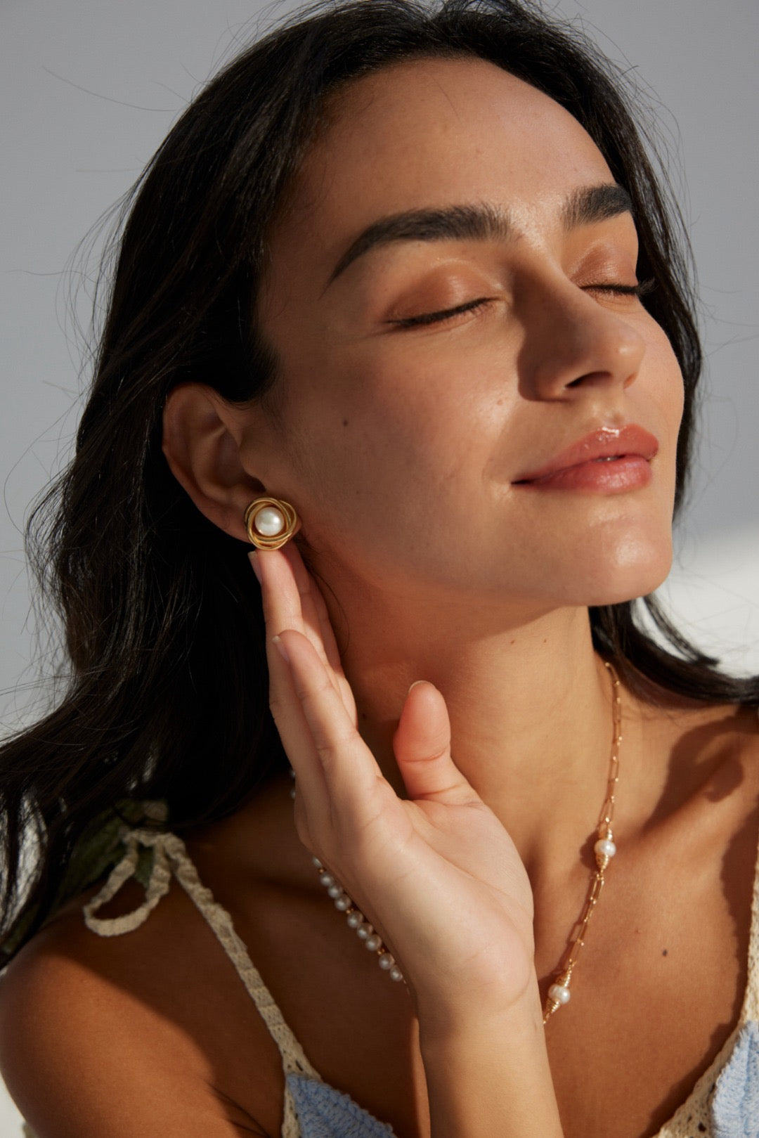 Palm beach Natural Pearl stud earrings