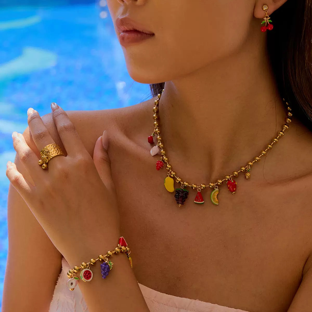 Strawberry fruit charm set collection