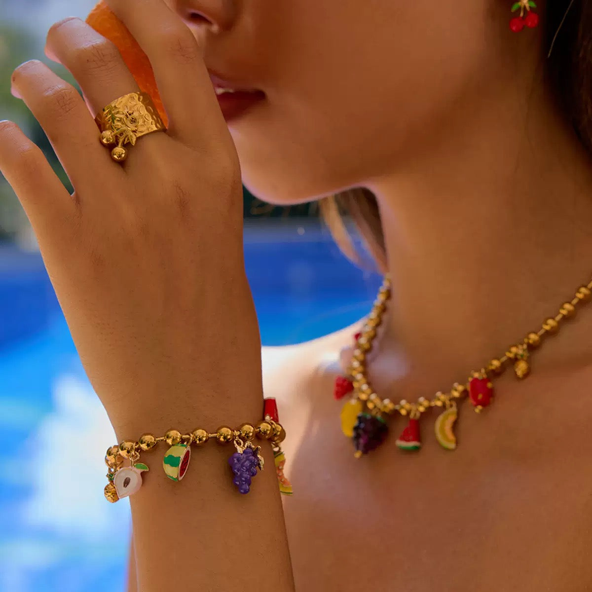 Strawberry fruit charm set collection