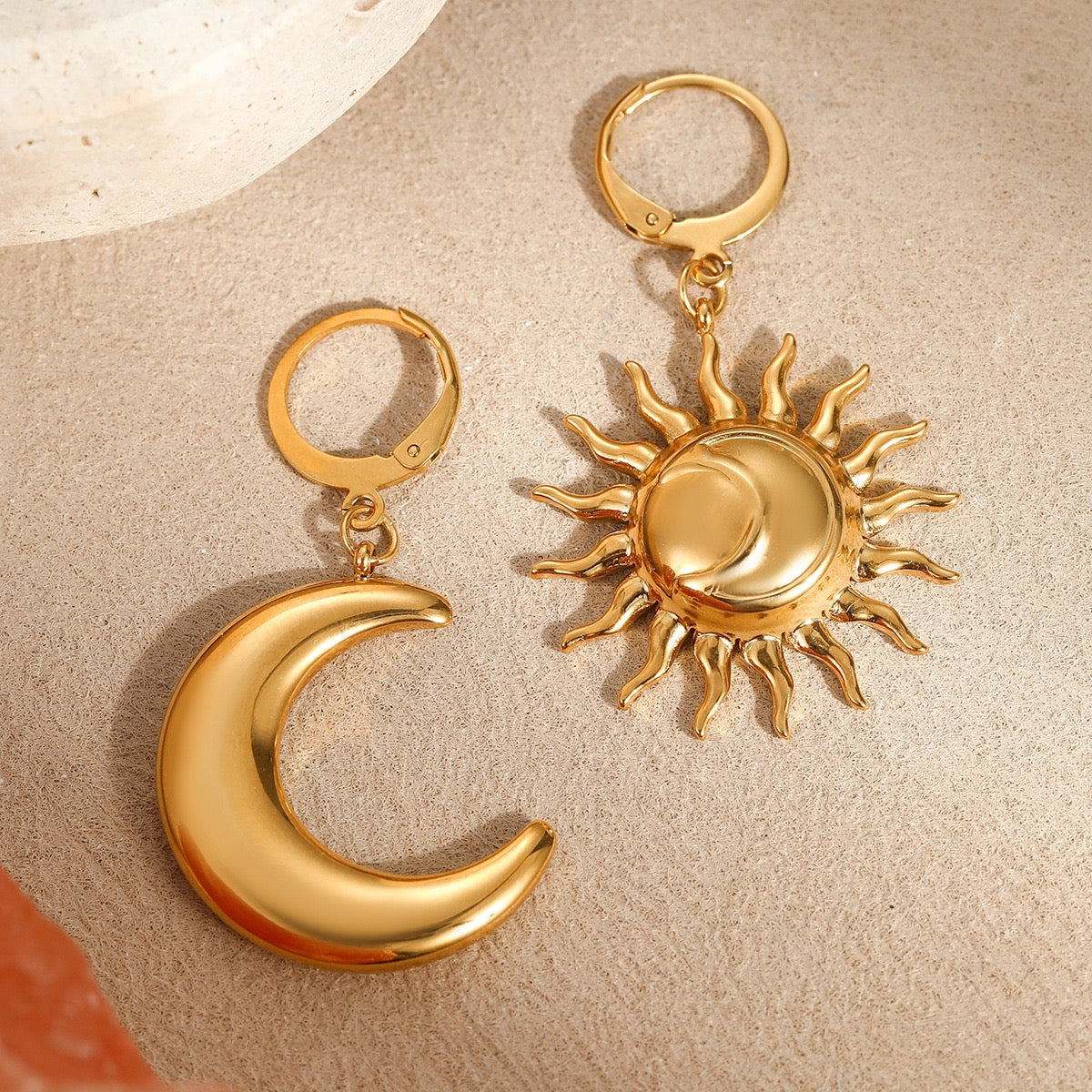Moon and sun hoops