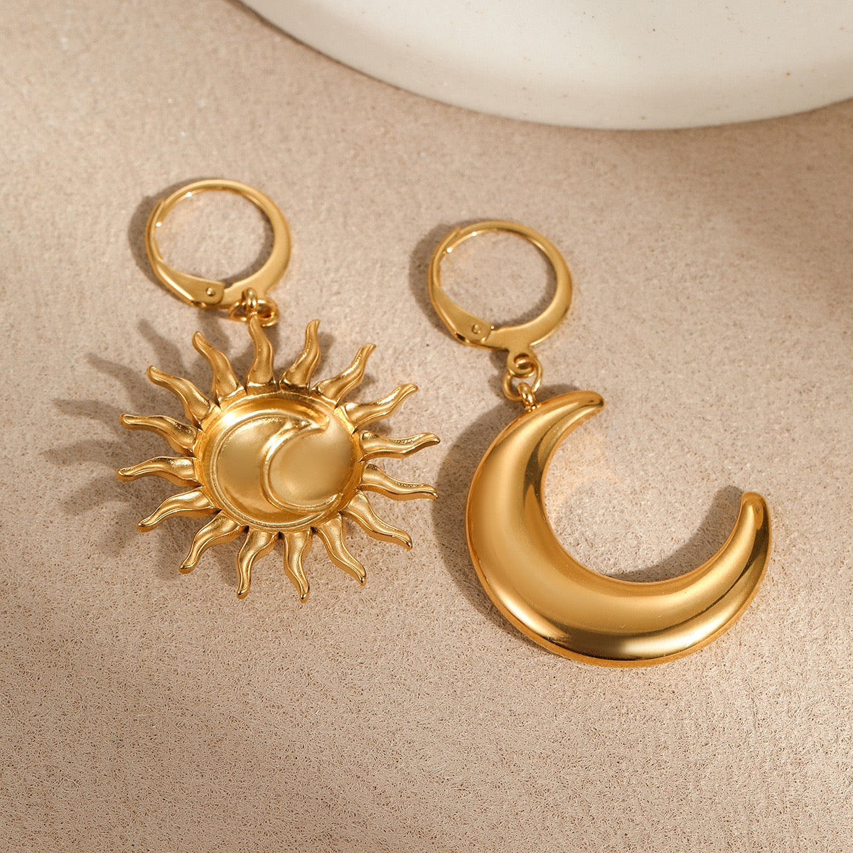 Moon and sun hoops