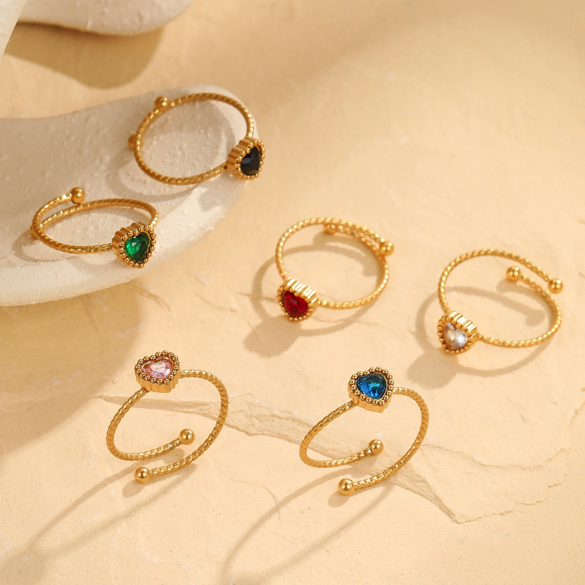 Dainty heart rings