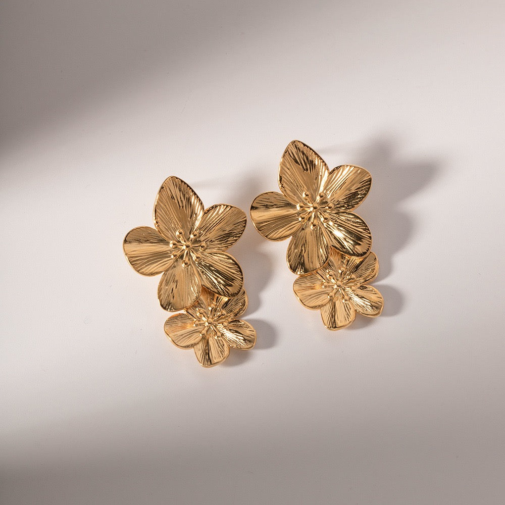 Double flowers earrings