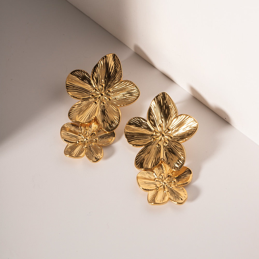 Double flowers earrings