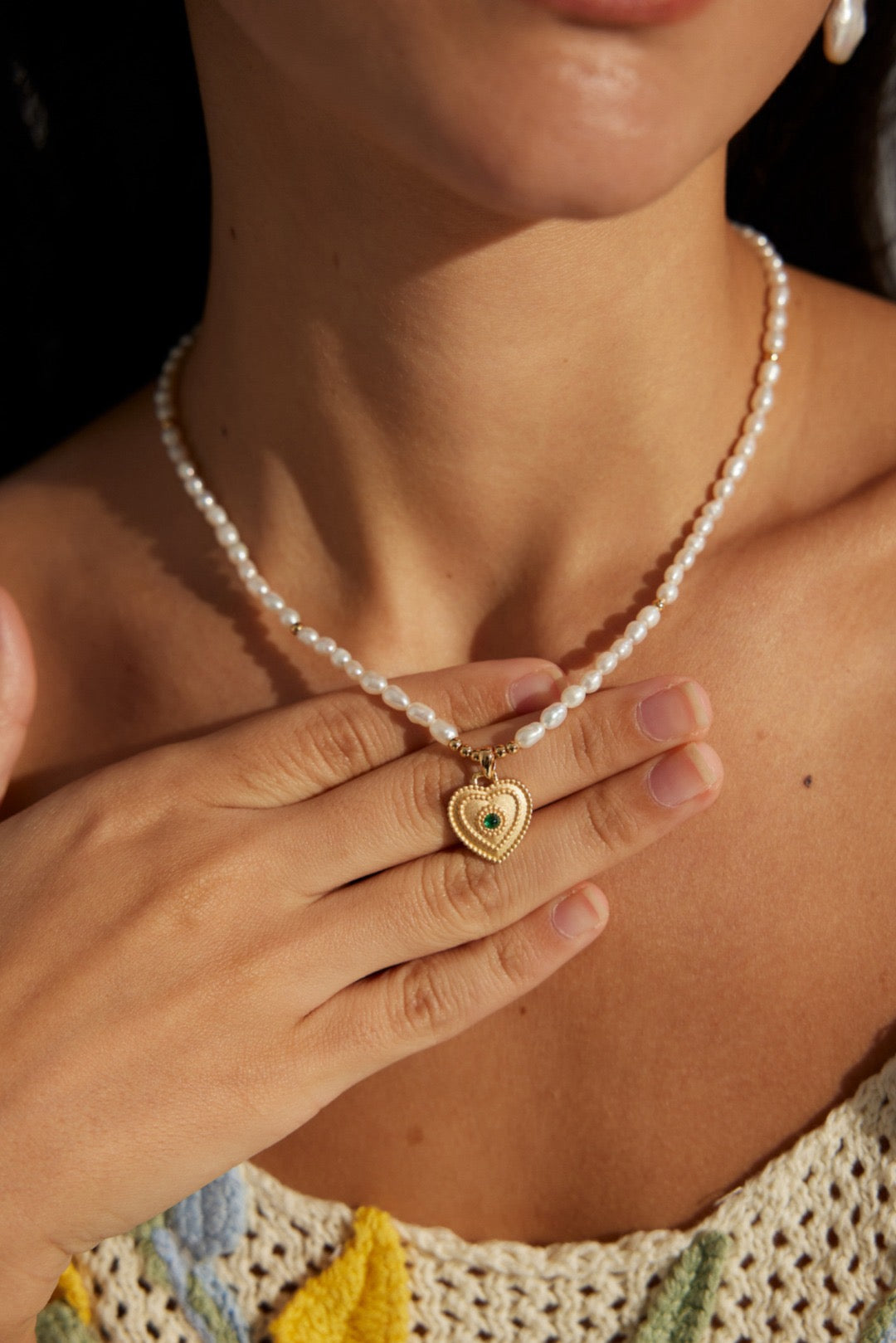 Peru Pink heart necklace