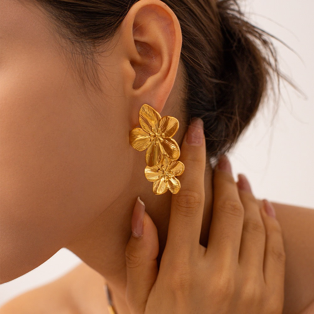 Double flowers earrings