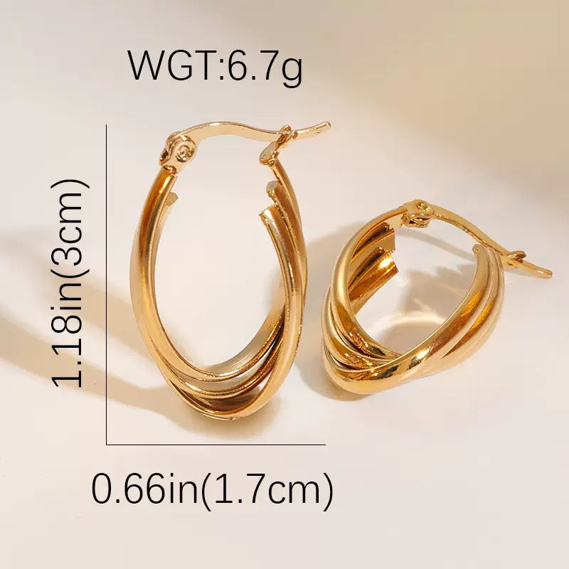 Triple oval hoops