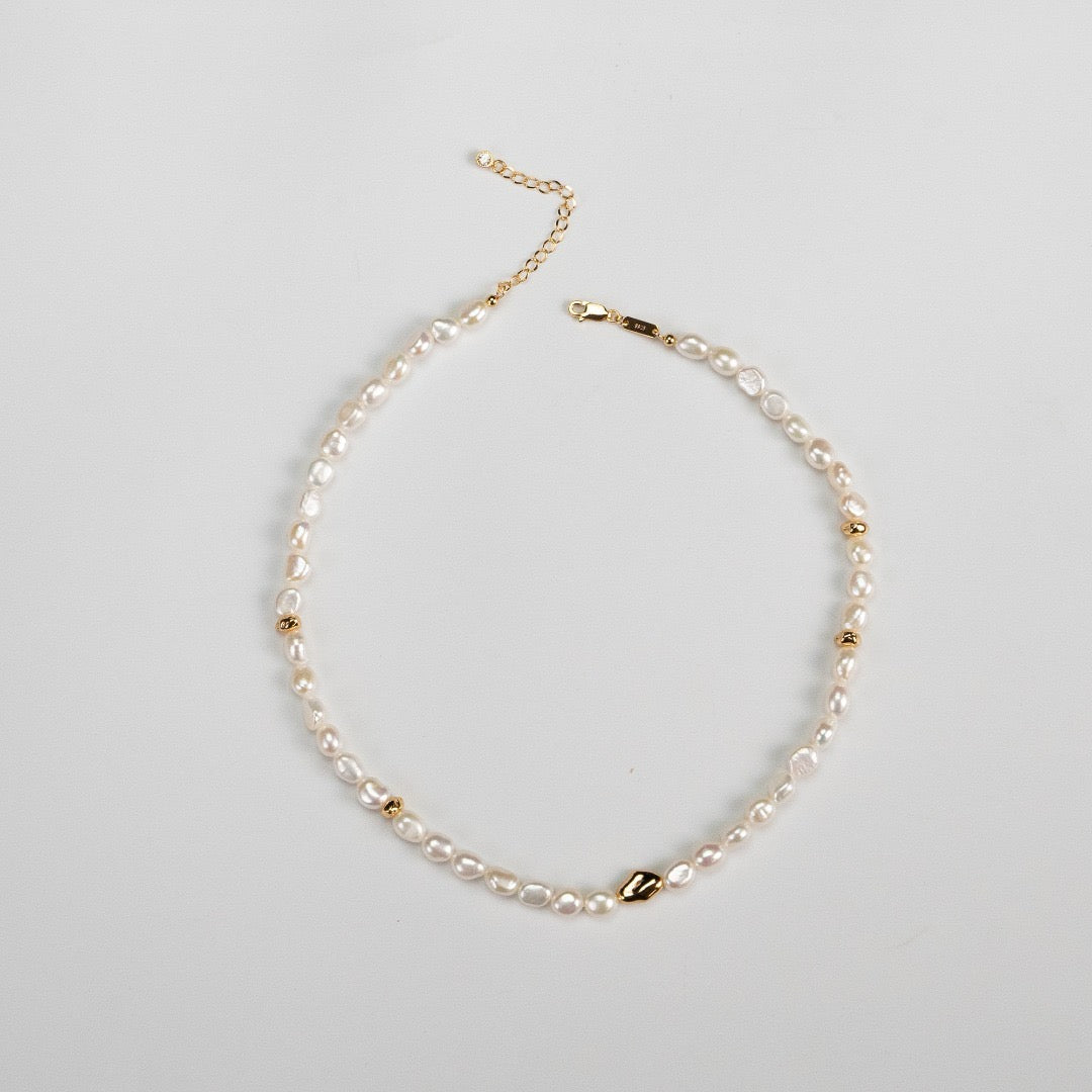 Novato Silver beads pearl necklace