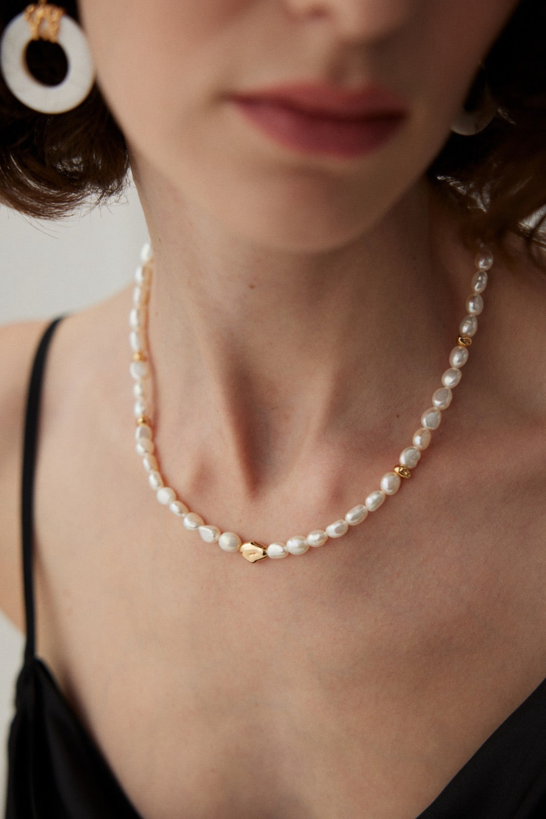 Novato Silver beads pearl necklace