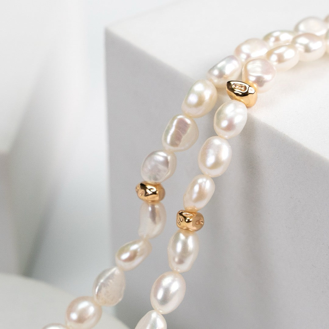 Novato Silver beads pearl necklace
