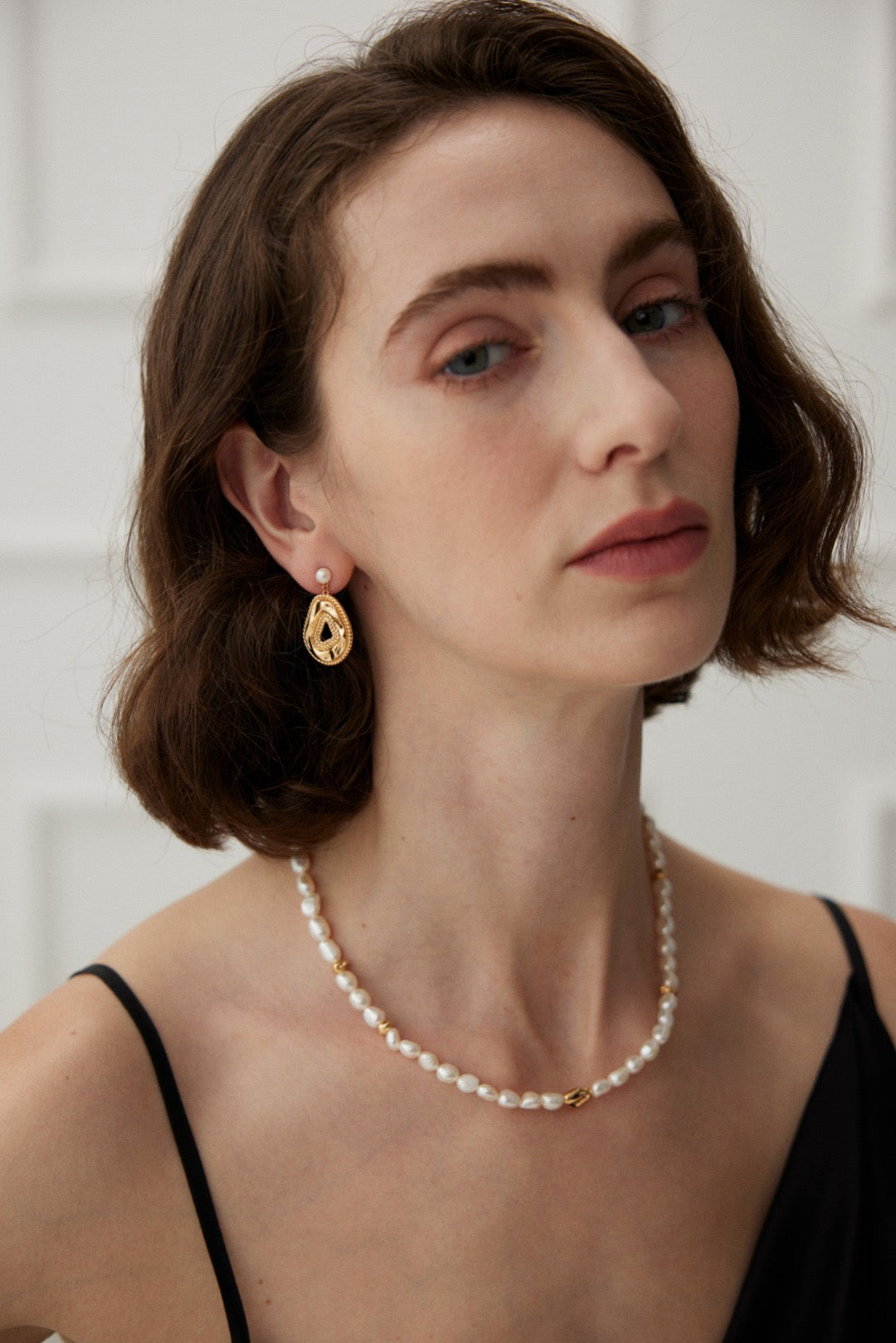 Novato Silver beads pearl necklace