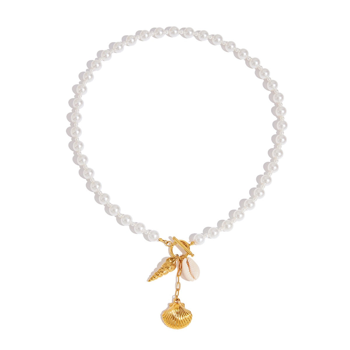 Statement charm white beach necklace