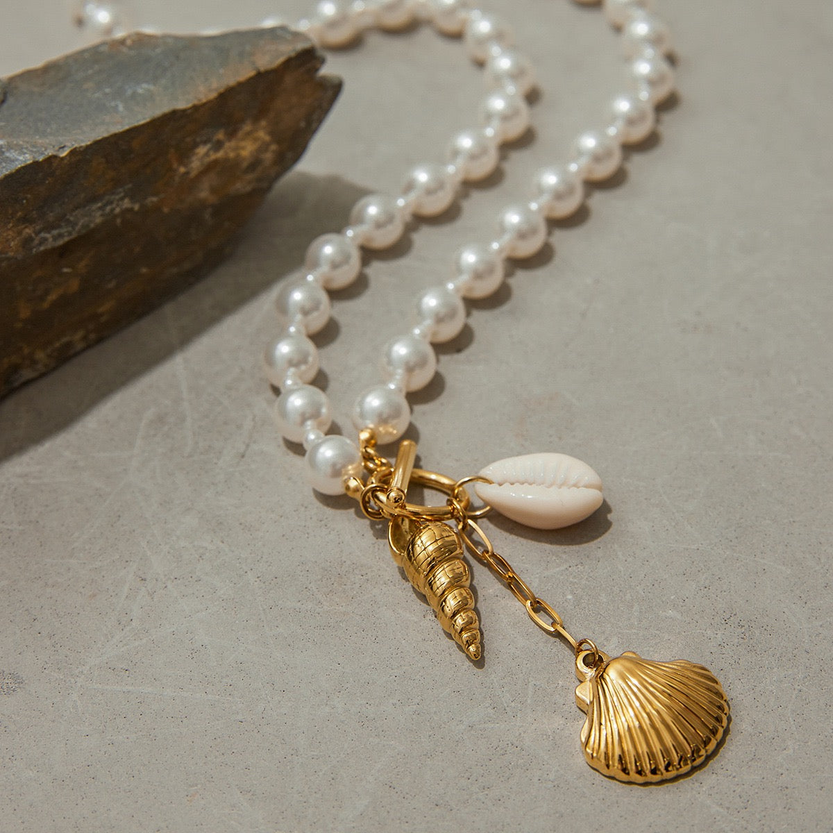 Statement charm white beach necklace